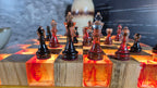 Luminous Inferno - Illuminated Teak & Resin Chess Set with Lava-Inspired Elements