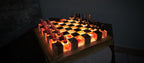 Luminous Inferno - Illuminated Teak & Resin Chess Set with Lava-Inspired Elements